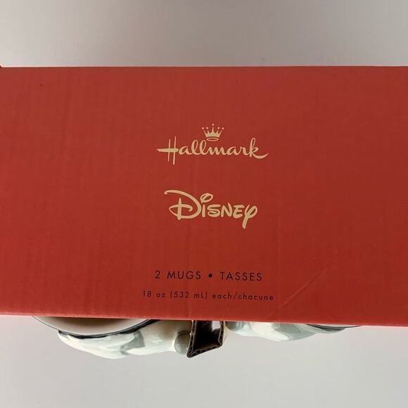 New Hallmark Disney Minnie And Mickey Two Kissing Ceramic Mugs 18 Ounces - Picture 3 of 7